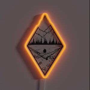 Relaxing Landscape With Geometric Mountains RGB Neon Sign