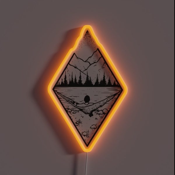 Relaxing Landscape With Geometric Mountains RGB Neon Sign