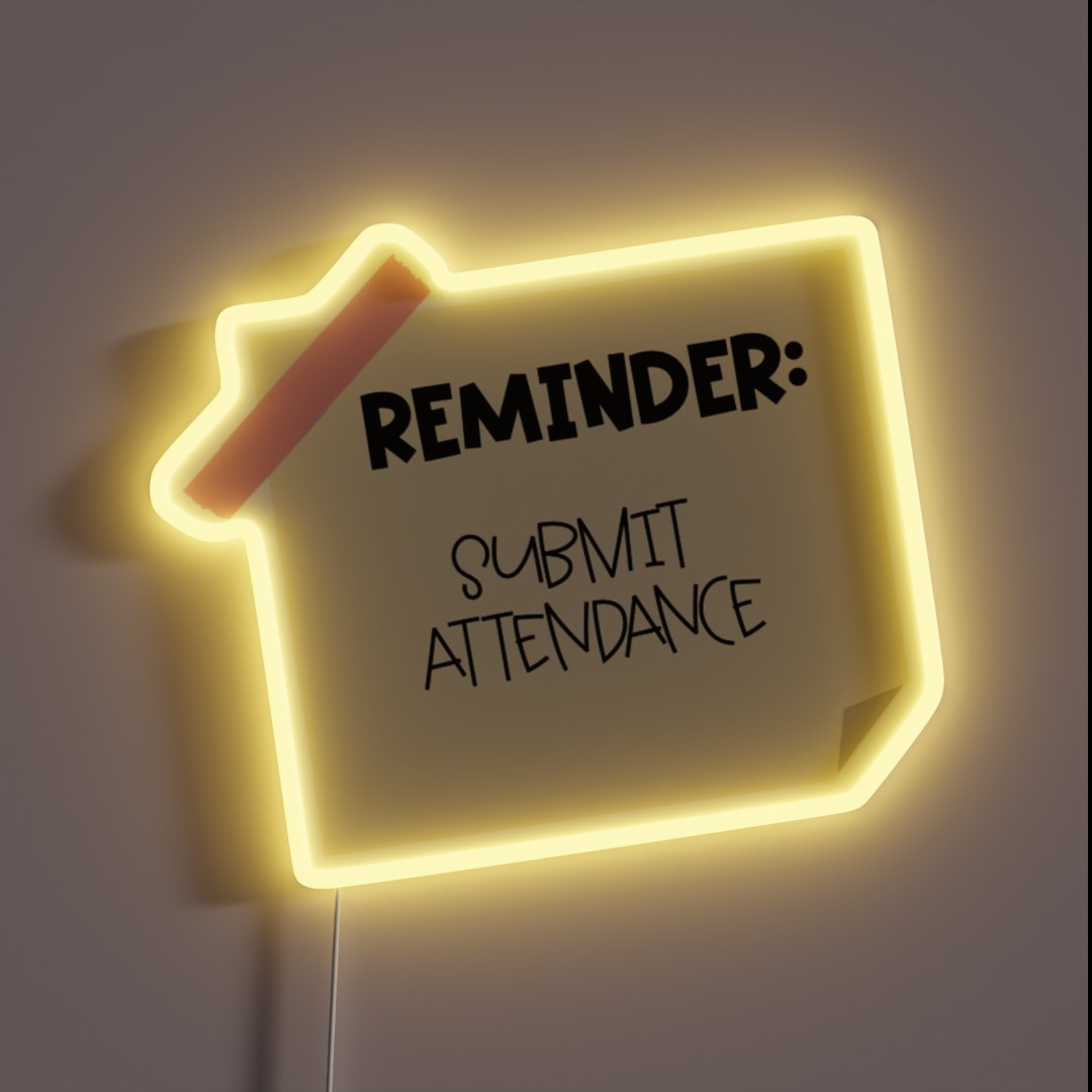 REMINDER SUBMIT ATTENDANCE RGB Neon Sign REMINDER SUBMIT ATTENDANCE RGB Neon Sign