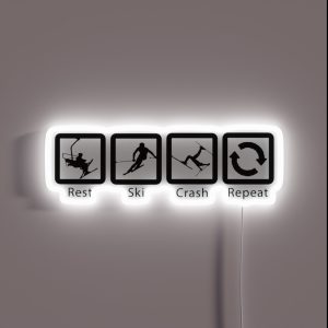 Rest Ski Crash Repeat Black Ski Design Dopeyart RGB Neon Sign