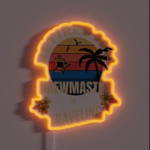 Retired Brewmaster 2024 Tropical Sunset Retirement Vibes Design RGB Neon Sign