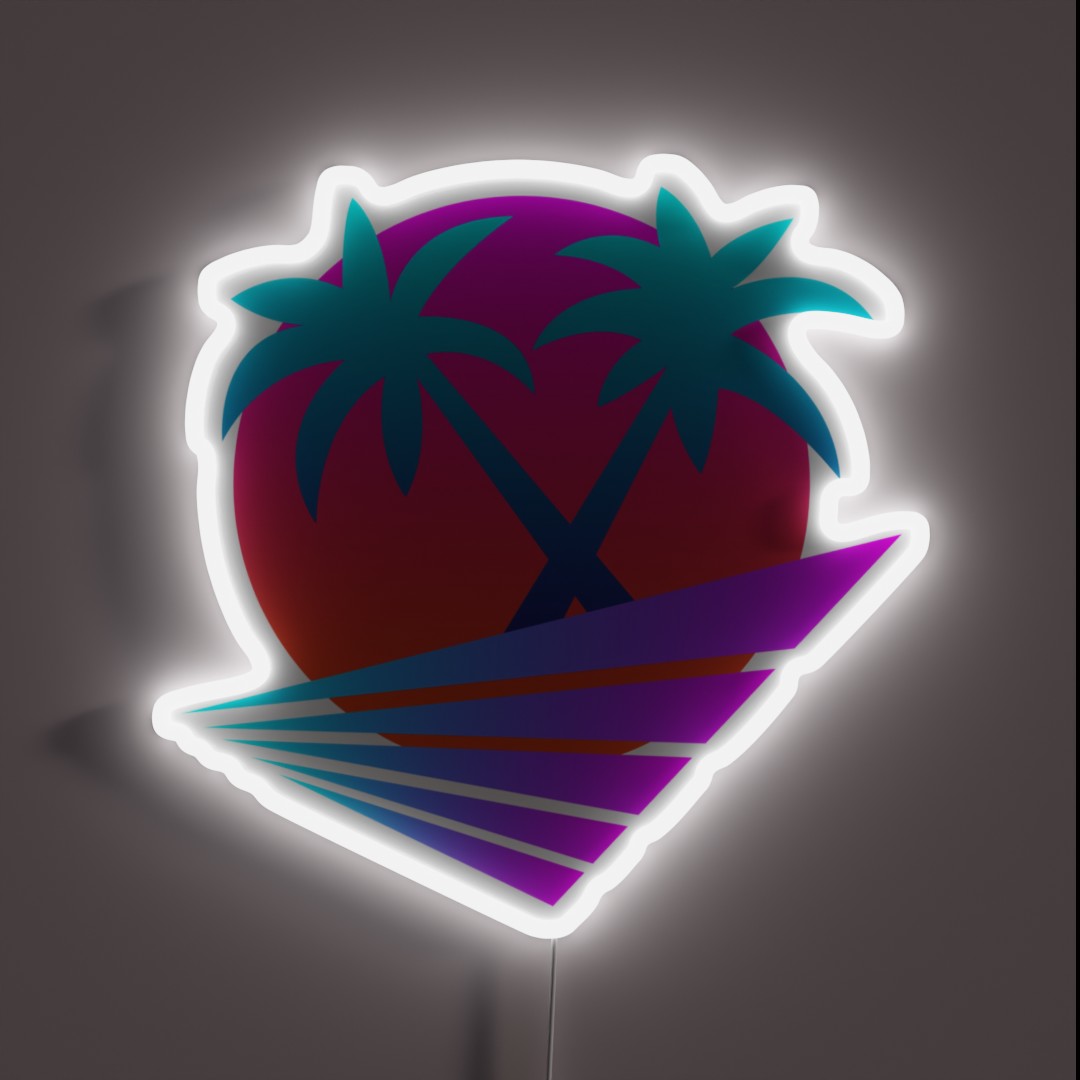 Retro 80 S Sunset Palms RGB Neon Sign Retro 80 S Sunset Palms RGB Neon Sign