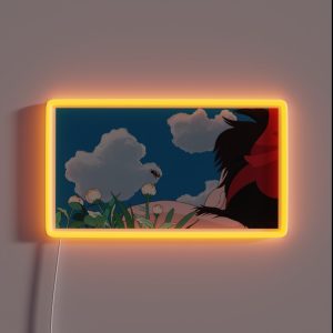 Retro Anime Girl Lying Down In Flowers RGB Neon Sign
