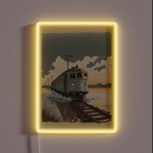 Retro Anime Style Old Japanese Train RGB Neon Sign