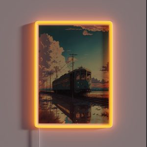 Retro Anime Style Old Japanese Train RGB Neon Sign