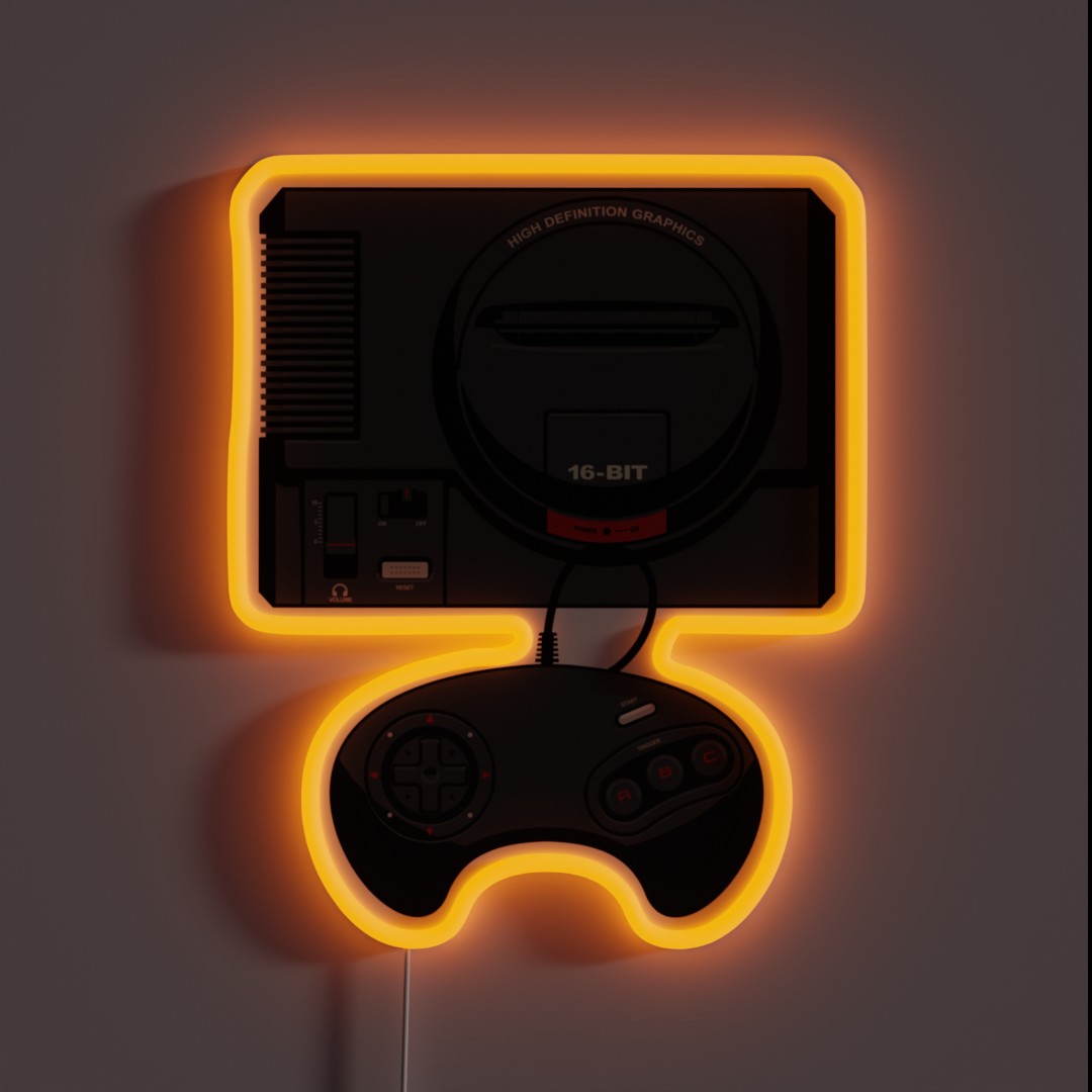 Retro Black 16 Bit Warrior RGB Neon Sign Retro Black 16 Bit Warrior RGB Neon Sign