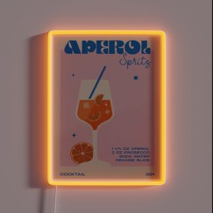 Retro Cocktail Aperol Spritz Unframed RGB Neon Sign