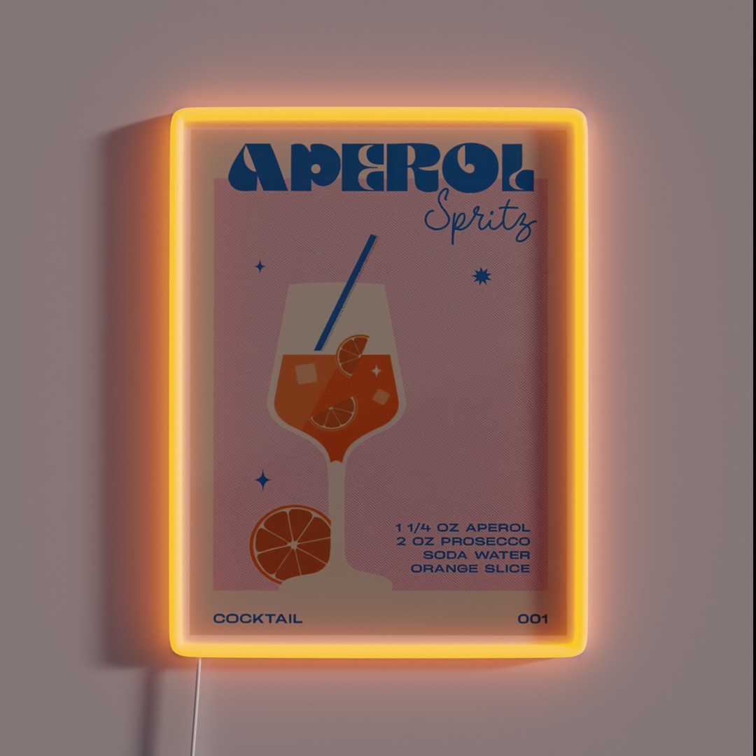 Retro Cocktail Aperol Spritz Unframed RGB Neon Sign Retro Cocktail Aperol Spritz Unframed RGB Neon Sign