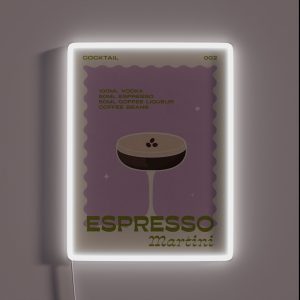 Retro Cocktail Espresso Martini Unframed RGB Neon Sign