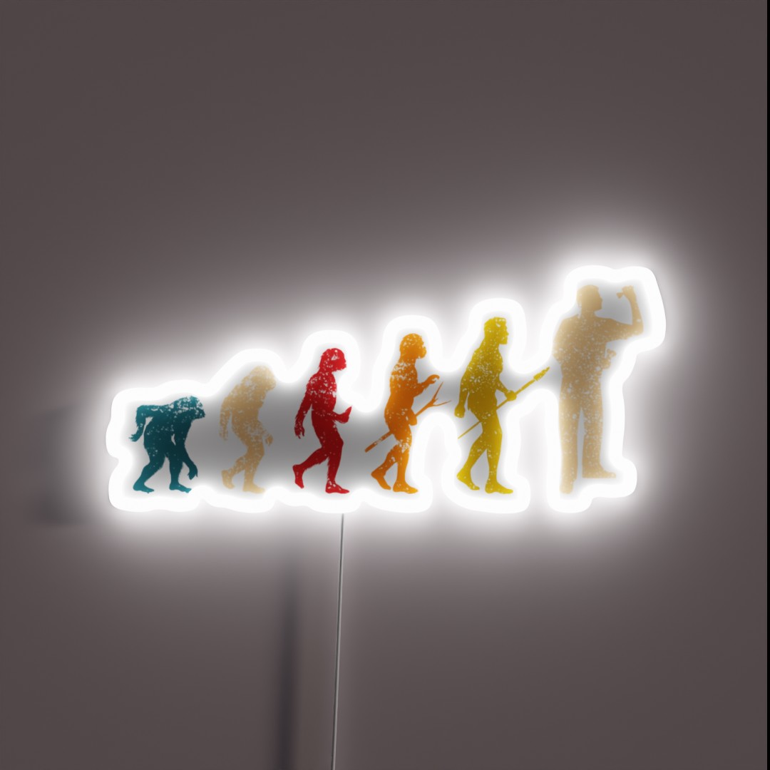 Retro Darts Player Evolution RGB Neon Sign Retro Darts Player Evolution RGB Neon Sign