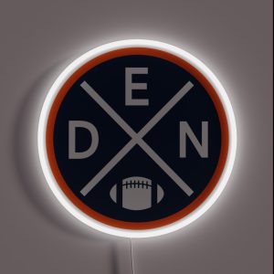 Retro Denver Football Emblem Vintage DEN RGB Neon Sign Retro Denver Football Emblem Vintage DEN RGB Neon Sign
