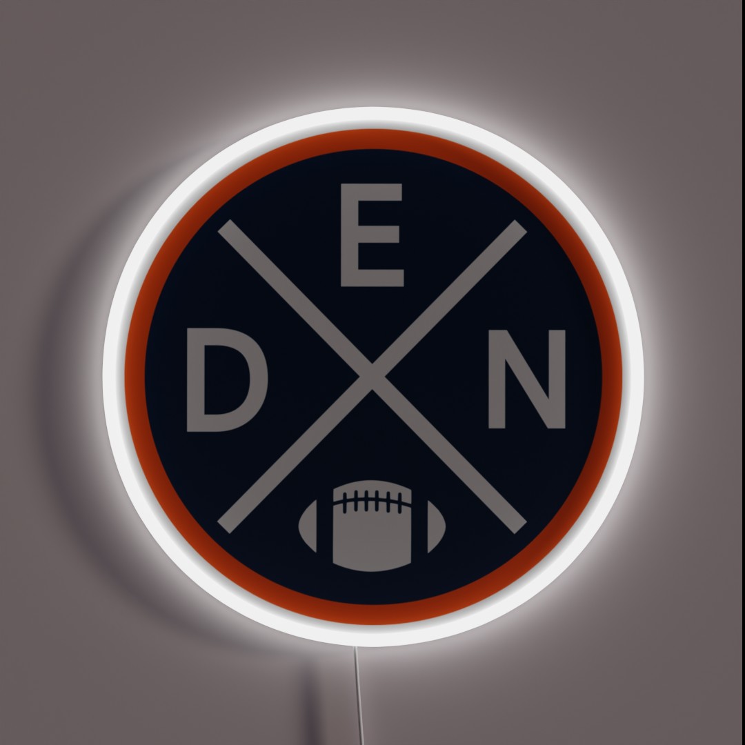 Retro Denver Football Emblem Vintage DEN RGB Neon Sign Retro Denver Football Emblem Vintage DEN RGB Neon Sign