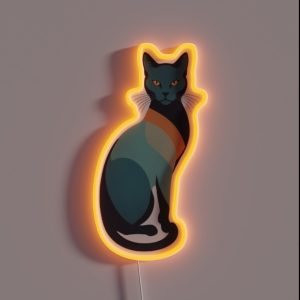Retro Minimalist Cat Silhouette RGB Neon Sign