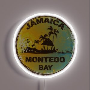 Retro Montego Bay Jamaica Art Design RGB Neon Sign
