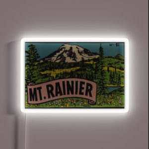 Retro Mount Rainier Vintage Travel Decal Washington USA RGB Neon Sign Retro Mount Rainier Vintage Travel Decal Washington USA RGB Neon Sign