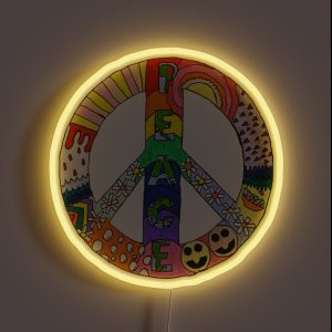 Retro Peace Sign RGB Neon Sign