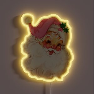 Retro Santa Claus Pink RGB Neon Sign