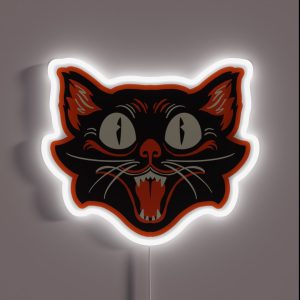 Retro Vintage Halloween Black Cat Happy Face RGB Neon Sign Retro Vintage Halloween Black Cat Happy Face RGB Neon Sign