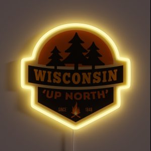 Retro Wisconsin Up North RGB Neon Sign