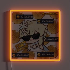 Rich Lumine Gold Credit Card Mora Money Genshin Impact Traveler Emoji RGB Neon Sign