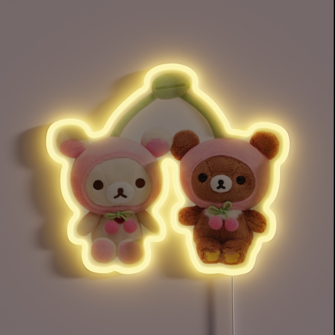 Rilakkuma And Korilakkuma In Cherry Hat RGB Neon Sign Rilakkuma And Korilakkuma In Cherry Hat RGB Neon Sign
