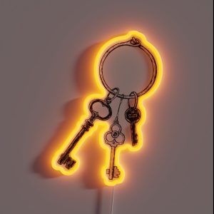 Ring Of Vintage Skeleton Keys Black RGB Neon Sign