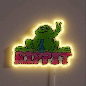 Rippit The Stoner Frog Peace Sign RGB Neon Sign