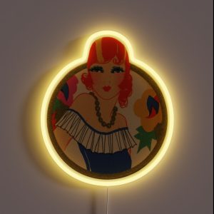 Roaring 20 S Flapper In A Blue Dress RGB Neon Sign