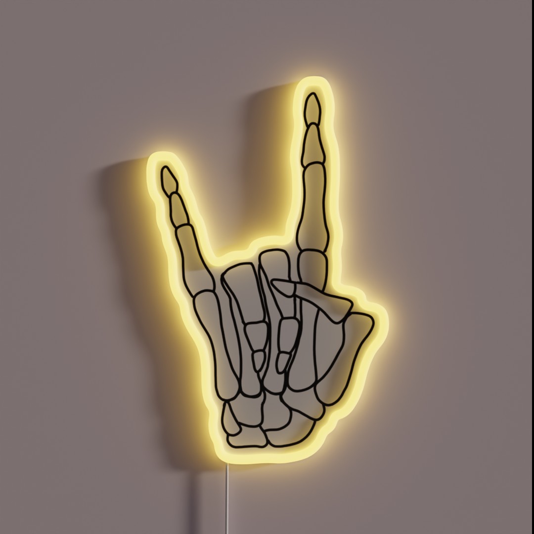 Rock N Roll Skeleton Hand RGB Neon Sign Rock N Roll Skeleton Hand RGB Neon Sign