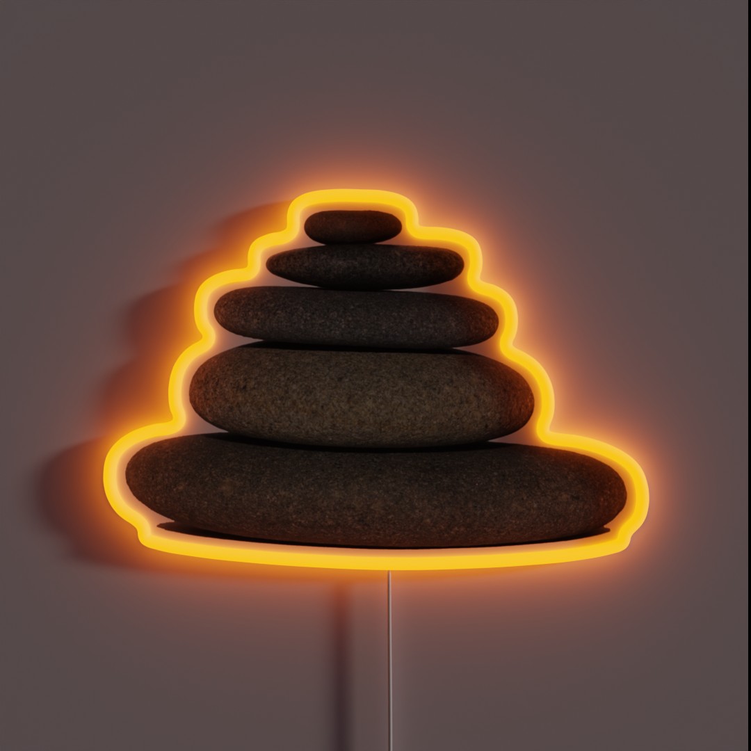 Rock Stack Cairn Transparent Background RGB Neon Sign Rock Stack Cairn Transparent Background RGB Neon Sign