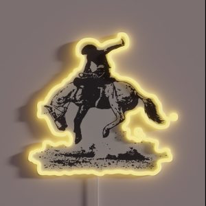 Rodeo Bucking Horse Cowboy Riding Stallion RGB Neon Sign