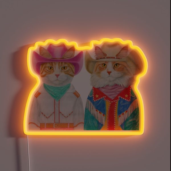 Rodeo Cats Ginger Cats RGB Neon Sign