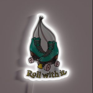 Roller Skates Roll With It Jade Green RGB Neon Sign