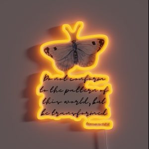 Romans 12 2 Be Transformed Butterfly RGB Neon Sign