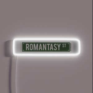 Romantasy St Fantasy Aesthetic Bookish Dark Green Road Street Sign RGB Neon Sign