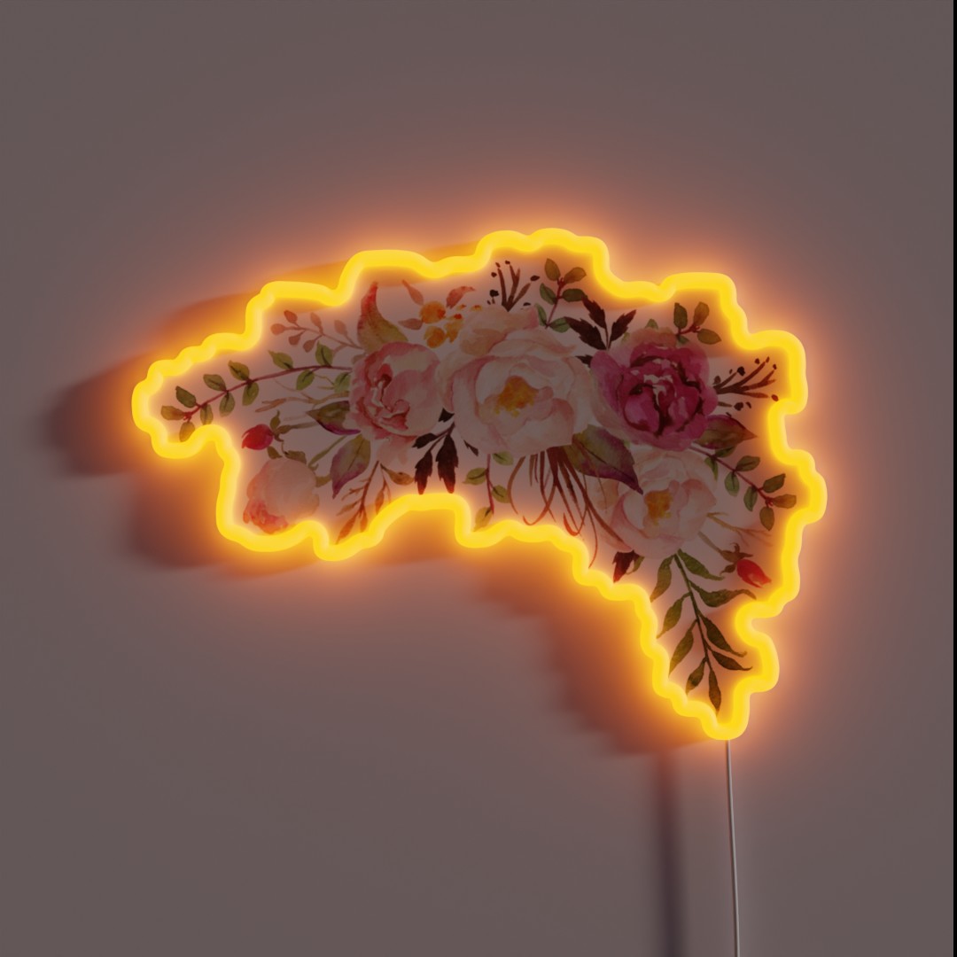 Romantic Watercolor Flower Bouquet RGB Neon Sign Romantic Watercolor Flower Bouquet RGB Neon Sign