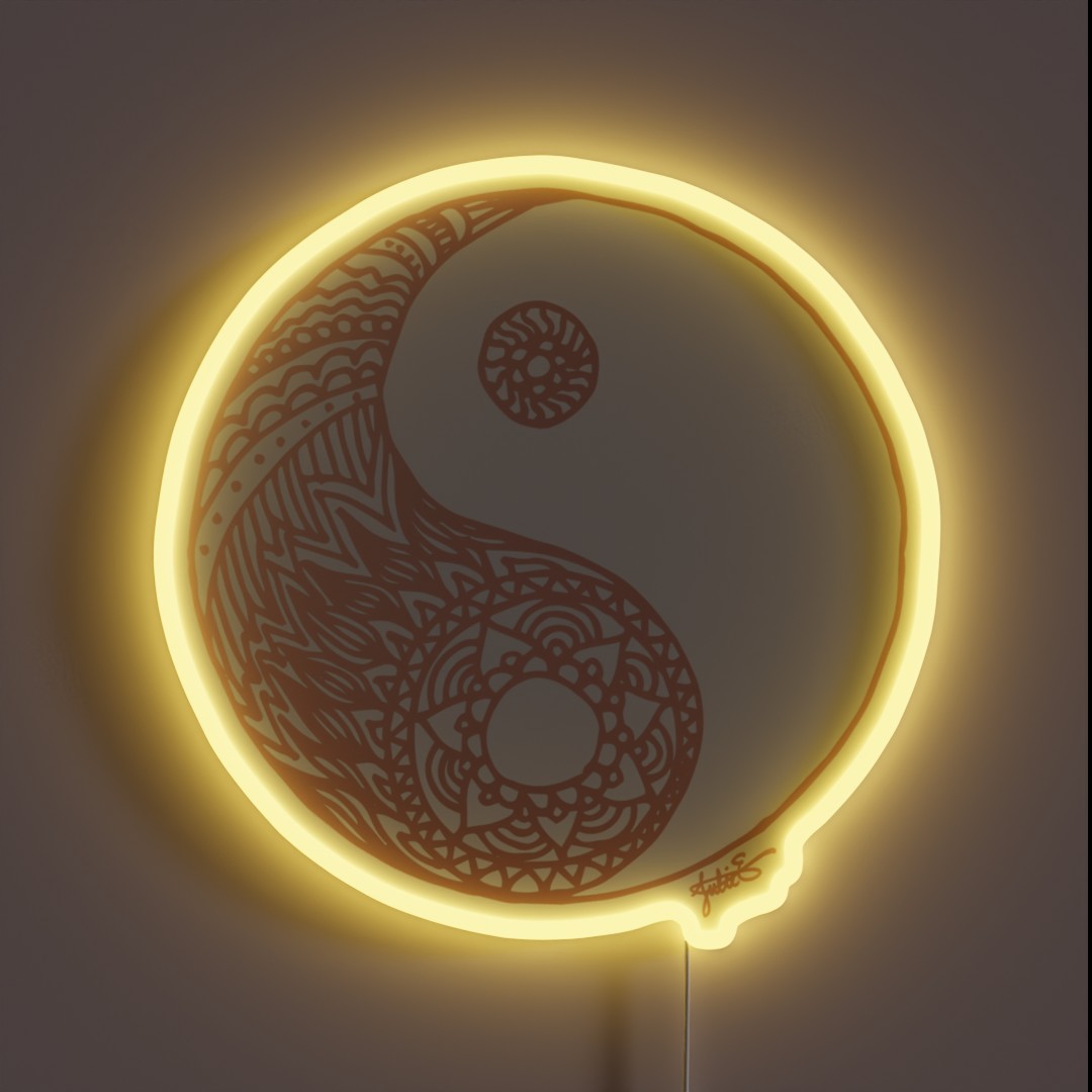 Rose Gold Yin Yang RGB Neon Sign Rose Gold Yin Yang RGB Neon Sign