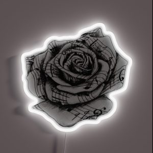 Rose Music Notes RGB Neon Sign