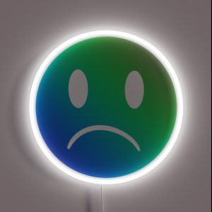 Sad Smiley Green Blue RGB Neon Sign