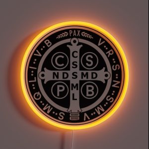 Saint Benedict Medal Black White RGB Neon Sign
