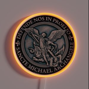Saint Michael Archangel Medal St Michael Archangel RGB Neon Sign