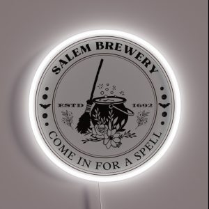 Salem Witch Brewery Vintage Halloween Design RGB Neon Sign