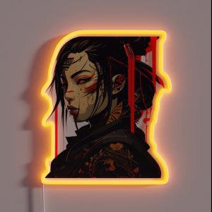 Samurai Girl Cyberpunk Version RGB Neon Sign