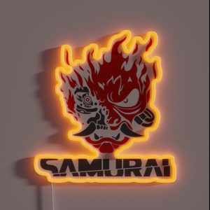Samurai Logo White Background Improved RGB Neon Sign Samurai Logo White Background Improved RGB Neon Sign