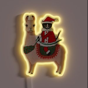 Santa Claws Cat And Llama RGB Neon Sign Santa Claws Cat And Llama RGB Neon Sign