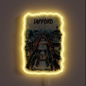 Sapporo Japan City Watercolor RGB Neon Sign
