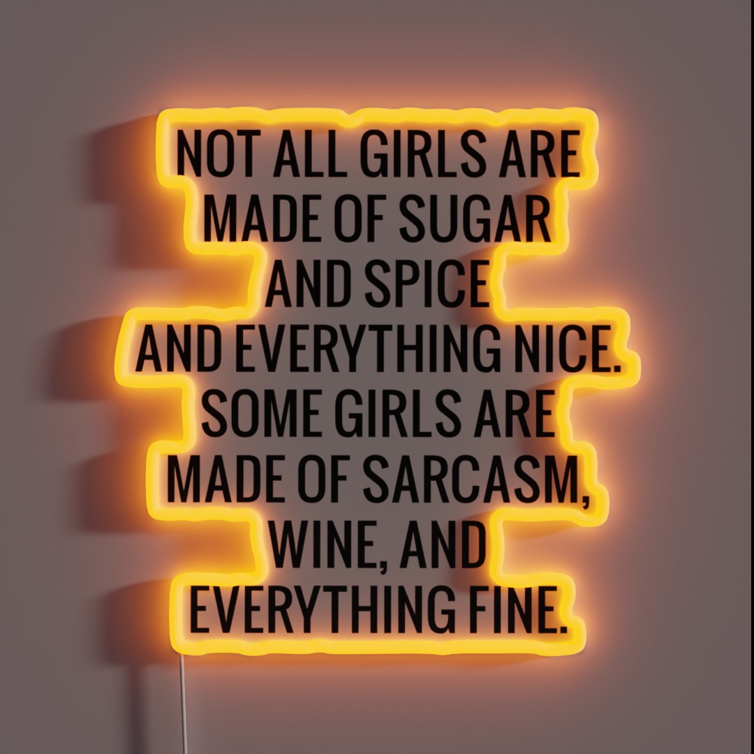 Sarcasm Wine And Everything Fine RGB Neon Sign Sarcasm Wine And Everything Fine RGB Neon Sign