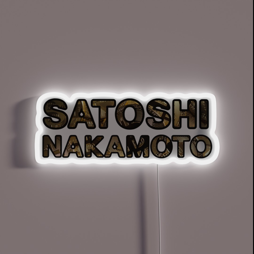 Satoshi Nakamoto Bitcoin Crypto Design RGB Neon Sign Satoshi Nakamoto Bitcoin Crypto Design RGB Neon Sign