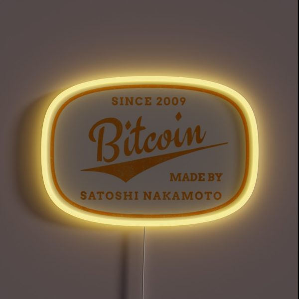 Satoshi Nakamoto Bitcoin Cryptocurrency RGB Neon Sign