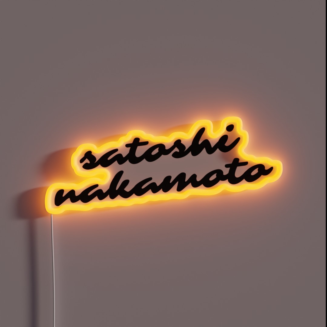 Satoshi Nakamoto Cryptocurrency RGB Neon Sign Satoshi Nakamoto Cryptocurrency RGB Neon Sign